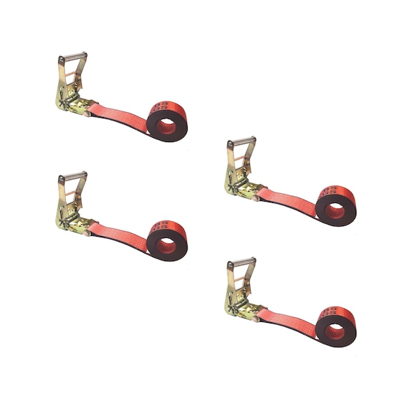 Heavy Duty 2" x 20' Utility Endless Ratchet Tie Down Strap for Cargo Bundling Red, 4PK
